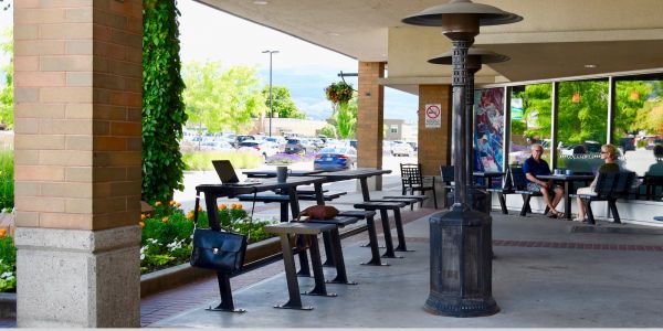 Wishbone Bistro Bench Table Combo at Orchard Plaza in Kelowna BC
